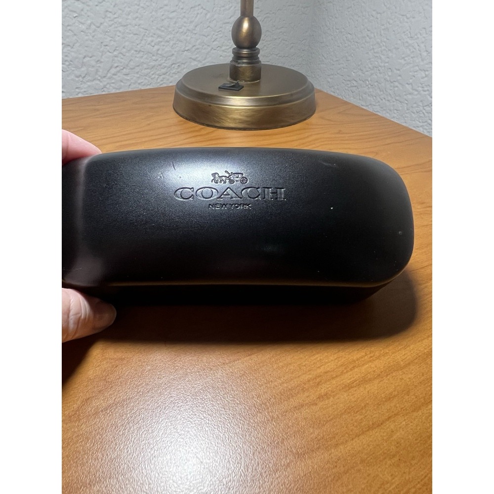 Coach Eyeglass Case Womens OS Black Good Hard Shell Clamshell Logo Embossed